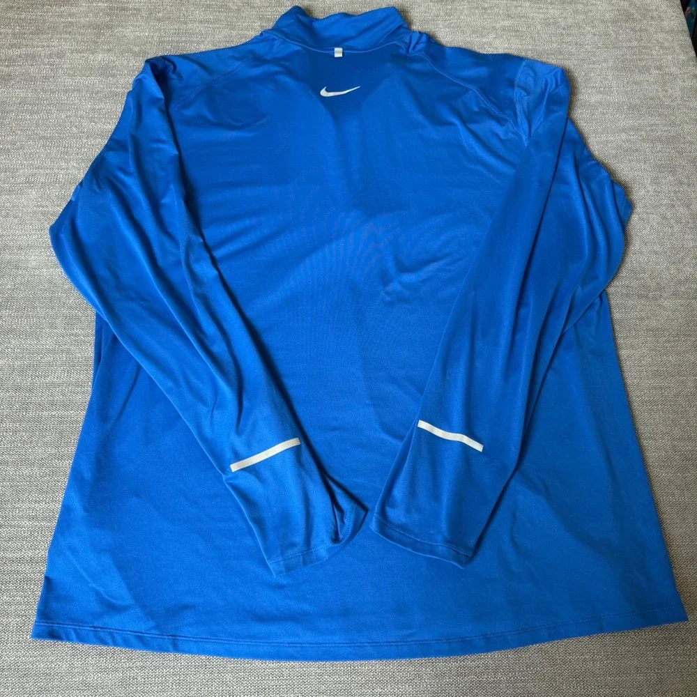 Nike Running 1/4 Zip Pullover Mens XXL Blue Dri-FIT Reflective Swoosh Shirt